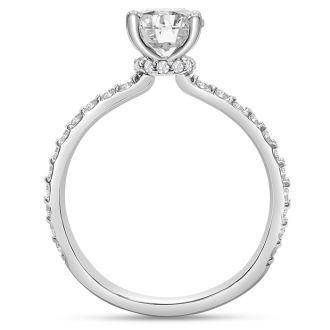 1 1/2 Carat Lab Grown Diamond Hidden Halo Engagement Ring In 14K White Gold