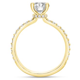 1 1/2 Carat Lab Grown Diamond Hidden Halo Engagement Ring In 14K Yellow Gold