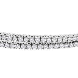 1 1/2 Carat Diamond Double Row Flexible Bangle Bracelet In 14K White Gold