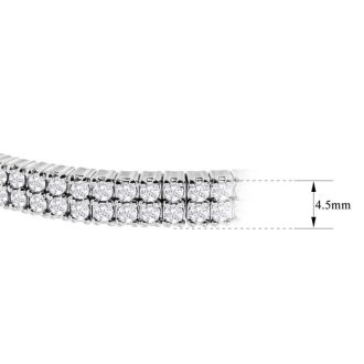 2 Carat Diamond Double Row Flexible Bangle Bracelet In 14K White Gold