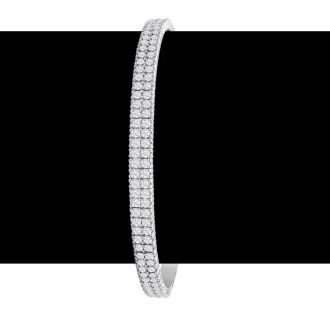 2 Carat Diamond Double Row Flexible Bangle Bracelet In 14K White Gold