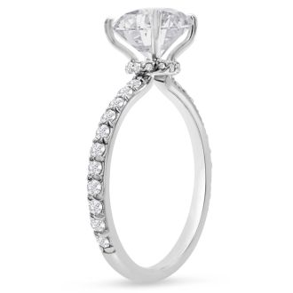 2 1/2 Carat Lab Grown Diamond Hidden Halo Engagement Ring In 14K White Gold