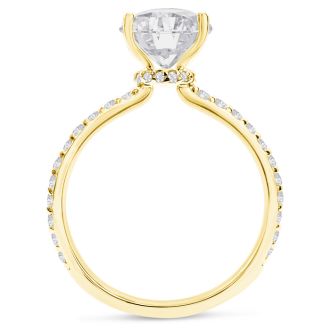 2 1/2 Carat Lab Grown Diamond Hidden Halo Engagement Ring In 14K Yellow Gold
