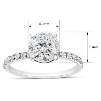 1 1/4 Carat Lab Grown Diamond Classic Engagement Ring In 14K White Gold