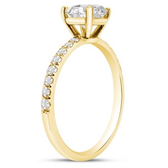 1 1/4 Carat Lab Grown Diamond Classic Engagement Ring In 14K Yellow Gold