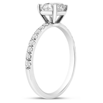 3 1/4 Carat Lab Grown Diamond Classic Engagement Ring In 14K White Gold