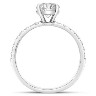 3 1/4 Carat Lab Grown Diamond Classic Engagement Ring In 14K White Gold