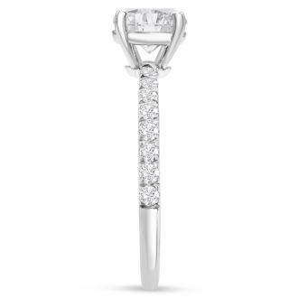 3 1/4 Carat Lab Grown Diamond Classic Engagement Ring In 14K White Gold