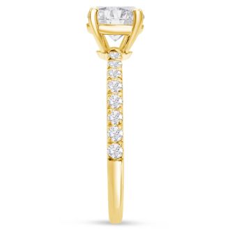3 1/4 Carat Lab Grown Diamond Classic Engagement Ring In 14K Yellow Gold