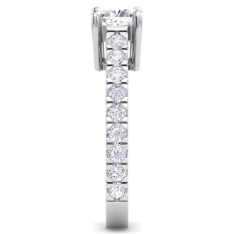 2 Carat Cushion Cut Lab Grown Diamond Classic Engagement Ring In 14K White Gold