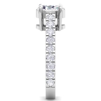 2 Carat Oval Shape Lab Grown Diamond Classic Engagement Ring In 14K White Gold