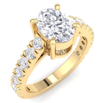 2 Carat Oval Shape Lab Grown Diamond Classic Engagement Ring In 14K Yellow Gold