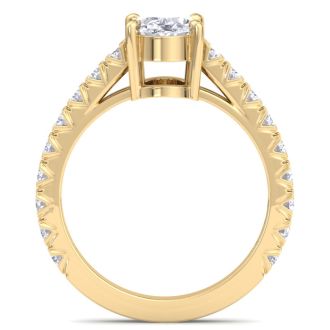 2 Carat Oval Shape Lab Grown Diamond Classic Engagement Ring In 14K Yellow Gold