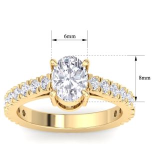 2 Carat Oval Shape Lab Grown Diamond Classic Engagement Ring In 14K Yellow Gold