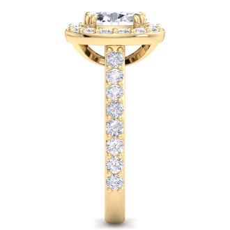 2 Carat Oval Shape Lab Grown Diamond Halo Engagement Ring In 14K Yellow Gold