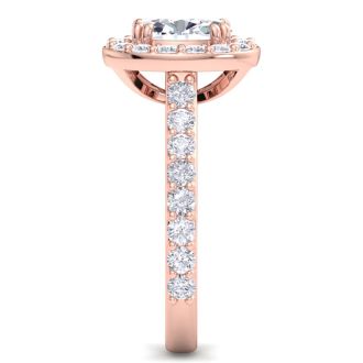 2 Carat Oval Shape Lab Grown Diamond Halo Engagement Ring In 14K Rose Gold