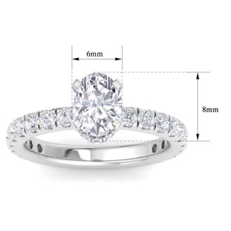 2 Carat Oval Shape Lab Grown Diamond Hidden Halo Engagement Ring In 14K White Gold