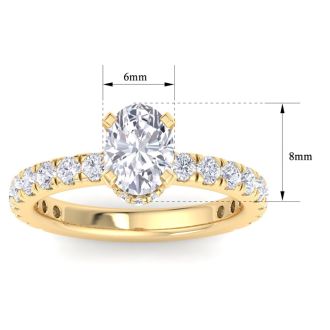 2 Carat Oval Shape Lab Grown Diamond Hidden Halo Engagement Ring In 14K Yellow Gold