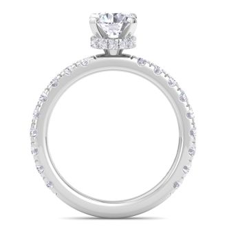 2 Carat Round Lab Grown Diamond Hidden Halo Engagement Ring In 14K White Gold