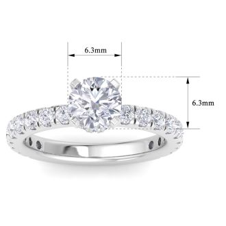 2 Carat Round Lab Grown Diamond Hidden Halo Engagement Ring In 14K White Gold