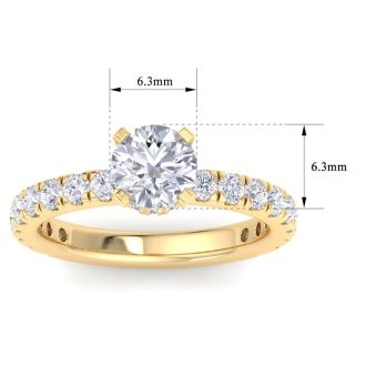 2 Carat Round Lab Grown Diamond Hidden Halo Engagement Ring In 14K Yellow Gold