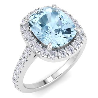 Aquamarine Rings: 2 3/4 Carat Aquamarine and Diamond Ring