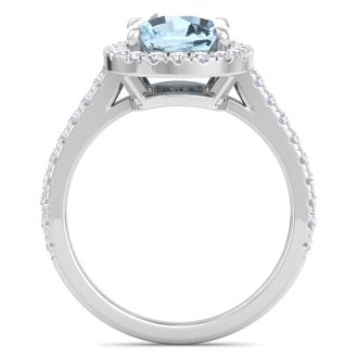 Aquamarine Rings: 2 3/4 Carat Aquamarine and Diamond Ring