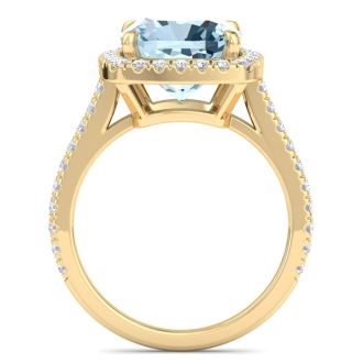 Aquamarine Rings: 4 1/4 Carat Aquamarine and Diamond Ring