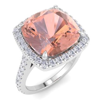 Morganite Ring: 7 1/2 Carat Morganite and Diamond Ring