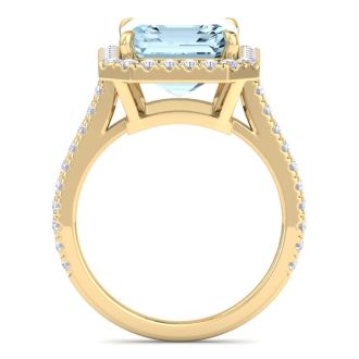 Aquamarine Rings: 3 1/4 Carat Aquamarine and Diamond Ring