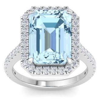 Aquamarine Rings: 7 1/3 Carat Aquamarine and Diamond Ring