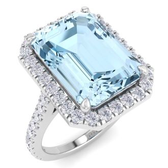Aquamarine Rings: 7 1/3 Carat Aquamarine and Diamond Ring