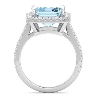 Aquamarine Rings: 7 1/3 Carat Aquamarine and Diamond Ring
