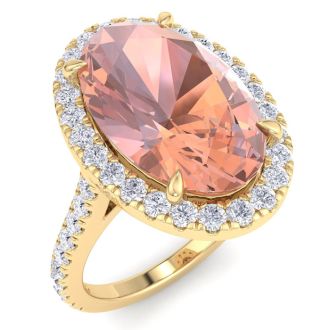 Morganite Ring: 8 1/2 Carat Morganite and Diamond Ring