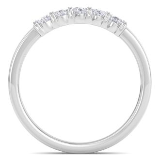 1/2 Carat Oval Shape Lab Grown Diamond Five Stone Engagement Ring In 14K White Gold