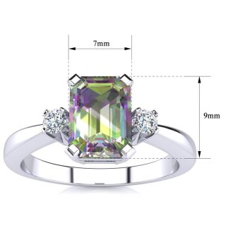 Mystic Topaz Ring: 2 1/2 Carat Octagon Shape Mystic Topaz and Diamond Ring In Sterling Silver