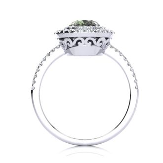 Mystic Topaz Ring: 1 1/2 Carat Oval Shape Mystic Topaz and Double Halo Diamond Ring In Sterling Silver