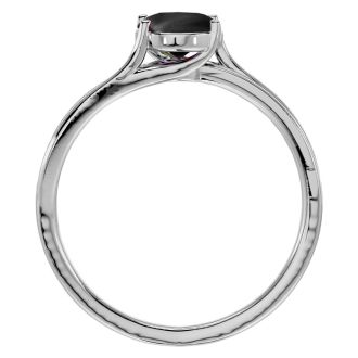 Black Onyx Ring: 1 1/2 Carat Oval Shape Black Onyx and Diamond Ring In Sterling Silver