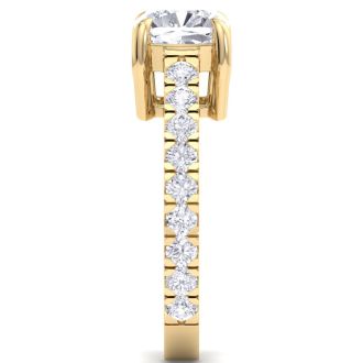 3 Carat Cushion Cut Lab Grown Diamond Classic Engagement Ring In 14K Yellow Gold