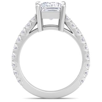 3 Carat Princess Cut Lab Grown Diamond Classic Engagement Ring In 14K White Gold