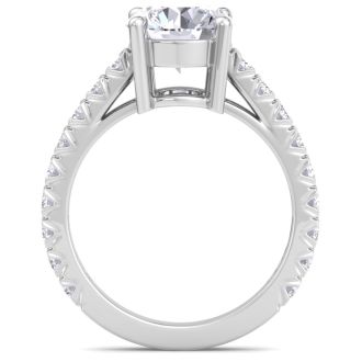 3 Carat Round Lab Grown Diamond Classic Engagement Ring In 14K White Gold