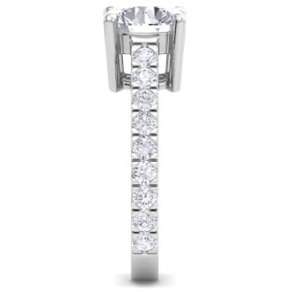 3 Carat Round Lab Grown Diamond Classic Engagement Ring In 14K White Gold