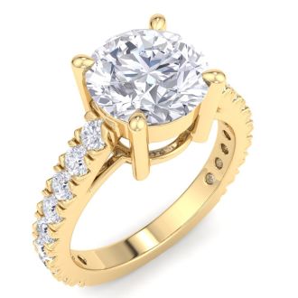 3 Carat Round Lab Grown Diamond Classic Engagement Ring In 14K Yellow Gold