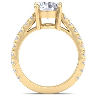 3 Carat Round Lab Grown Diamond Classic Engagement Ring In 14K Yellow Gold
