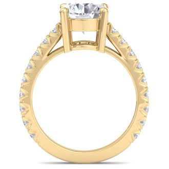 3 Carat Round Lab Grown Diamond Classic Engagement Ring In 14K Yellow Gold