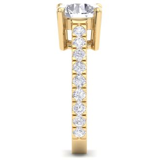 3 Carat Round Lab Grown Diamond Classic Engagement Ring In 14K Yellow Gold
