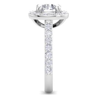 3 Carat Round Lab Grown Diamond Halo Engagement Ring In 14K White Gold