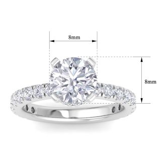 3 Carat Round Lab Grown Diamond Hidden Halo Engagement Ring In 14K White Gold