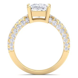 3 Carat Princess Cut Lab Grown Diamond Curved Engagement Ring In 14K Yellow Gold