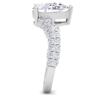 3 Carat Pear Shape Lab Grown Diamond Curved Engagement Ring In 14K White Gold